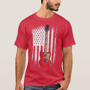 Vintage Guitar - American US Flag Electric Guitar  T-Shirt