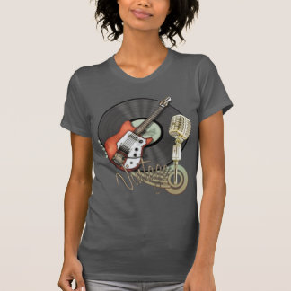 Vintage Guitar and Microphone Design T-Shirt