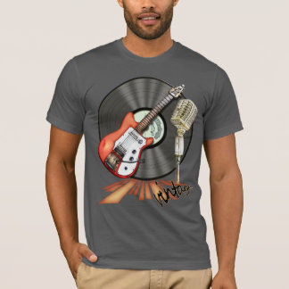 Vintage Guitar and Microphone Design T-Shirt