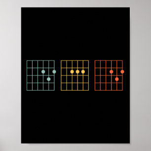 Vintage Guitar Best Dad Ever Dad Chord Music Fathe Poster