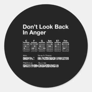 Vintage Guitar Chords Oasis Dont Look Back In Ange Classic Round Sticker