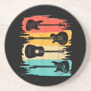 Vintage Guitar Gift For Men Women Music Band Guita Coaster
