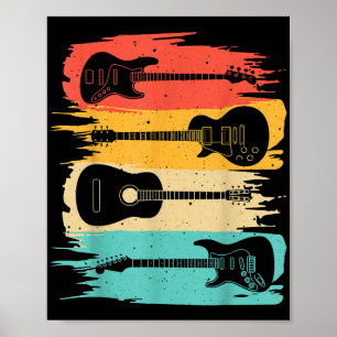 Vintage Guitar Gift For Men Women Music Band Guita Poster