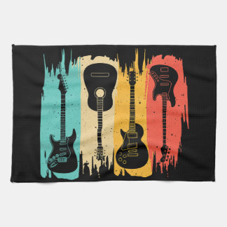 Vintage Guitar Gift For Men Women Music Band Guita Tea Towel