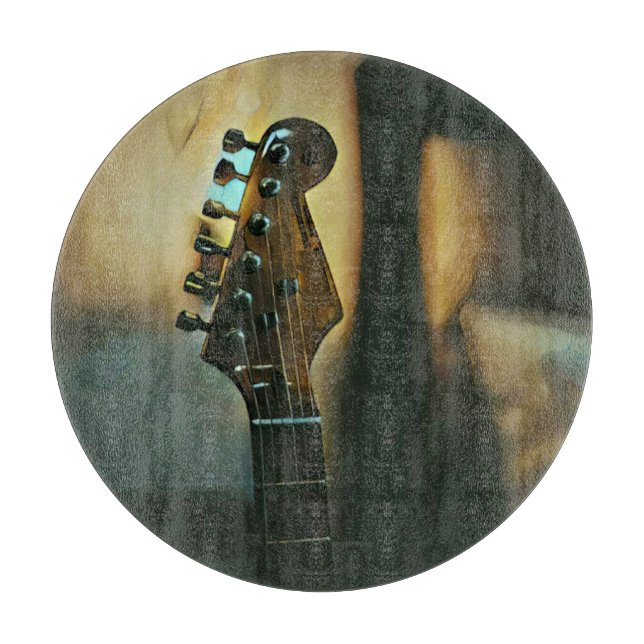 Vintage guitar gifts cutting board (Front)