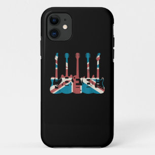 Vintage Guitar Great Britain Flag - Guitar Player iPhone 11 Case