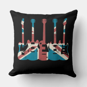 Vintage Guitar Great Britain Flag - Guitar Player Cushion