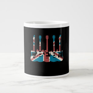 Vintage Guitar Great Britain Flag - Guitar Player Large Coffee Mug