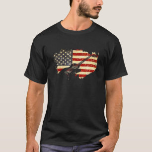 Vintage Guitar Guitarist Us American Flag 32 T-Shirt