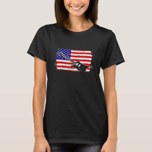 Vintage Guitar Guitarist Us American Flag 8 T-Shirt