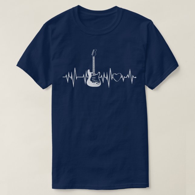 Vintage Guitar Heartbeat Guitarist Lover Instrumen T-Shirt (Design Front)