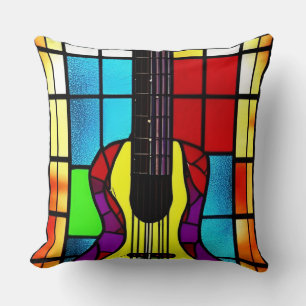 Vintage guitar in stained glass cushion