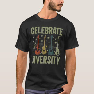 Vintage Guitar Men Celebrate Diversity Guitar Pla T-Shirt