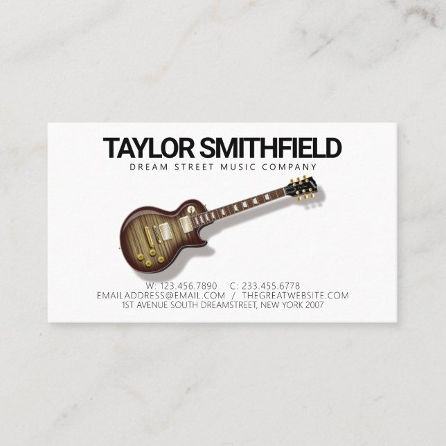 Vintage Guitar Music Band Business Card (Front)