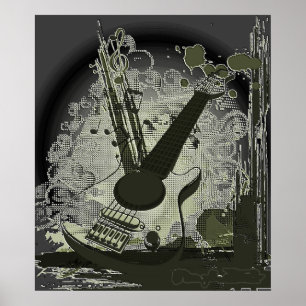 Vintage Guitar Music Poster