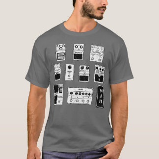 Vintage Guitar Pedals Black  White Music Gear  T-Shirt