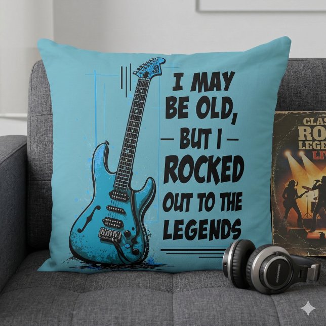 Vintage Guitar Retro Rock Legend Nostalgic Music Cushion (Vintage Guitar Retro Rock Legend Nostalgic Music Throw Pillow Mockup A)