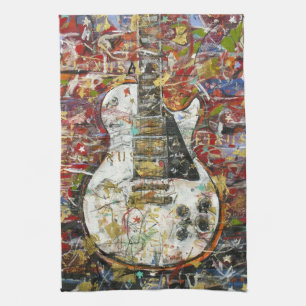 Vintage guitar - tea towel