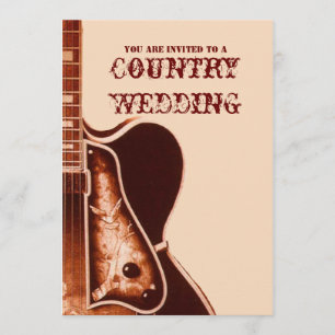 vintage Guitar Western Country Wedding Invitation