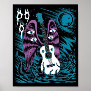 Vintage Guitar Wings Rock Music Fantasy Artwork Fu Poster