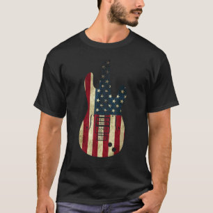 Vintage Guitarist American Usa Flag Guitar 4th Of  T-Shirt