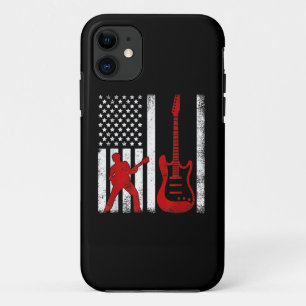 Vintage Guitarist American USA Flag Guitar iPhone 11 Case