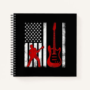 Vintage Guitarist American USA Flag Guitar Notebook