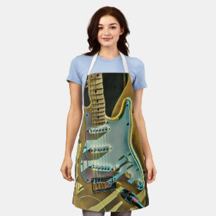 Vintage guitarist birthday gift apron