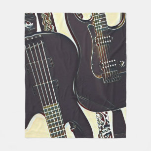 Vintage guitarist birthday gift fleece blanket