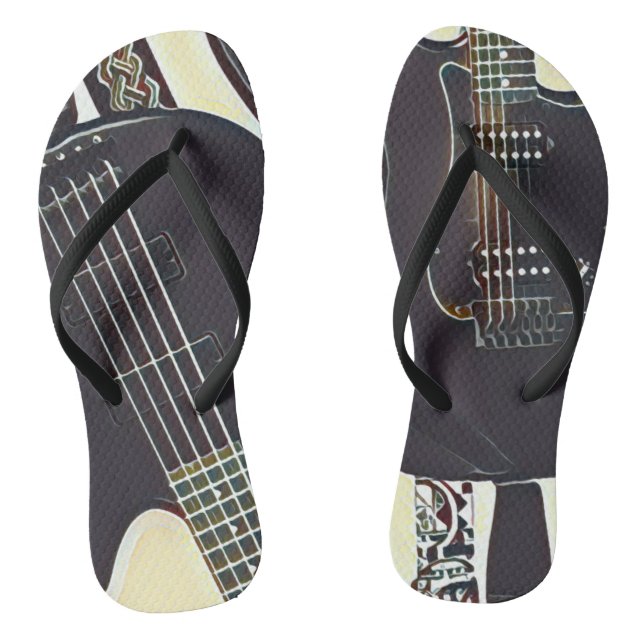 Vintage guitarist birthday gift flip flops (Footbed)