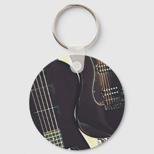 Vintage guitarist birthday gift key ring