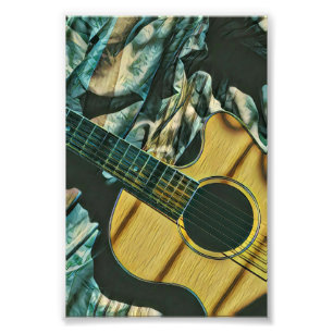 Vintage guitarist birthday gift photo print
