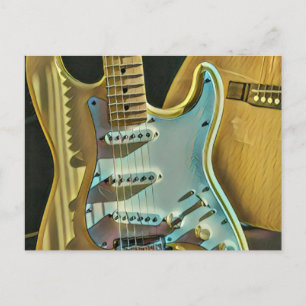 Vintage guitarist birthday gift postcard