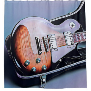 Vintage guitarist birthday gift shower curtain