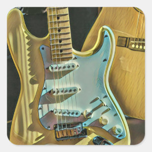 Vintage guitarist birthday gift square sticker