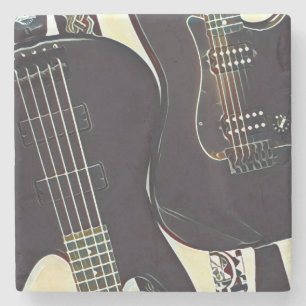 Vintage guitarist birthday gift stone coaster