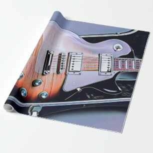 Vintage guitarist birthday gift wrapping paper