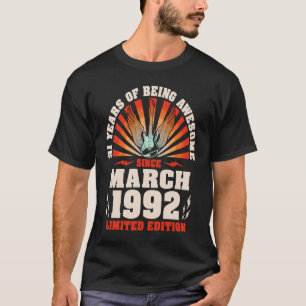 Vintage Guitarist Guitar  Born March 1992 31st Bir T-Shirt