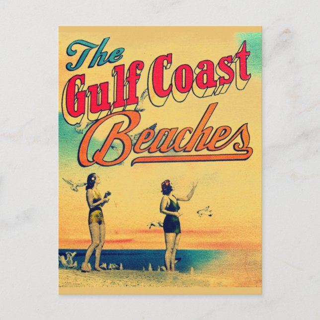 Vintage Gulf Coast Florida Beaches Post Card (Front)