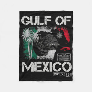Vintage Gulf Of Mexico 1672 Historic Map Retro Bea Fleece Blanket