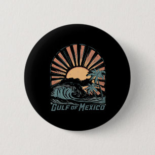 Vintage Gulf Of Mexico Beach Palms Summer Vacation 6 Cm Round Badge