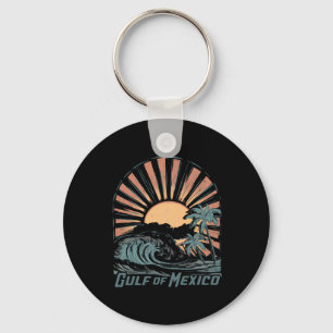 Vintage Gulf Of Mexico Beach Palms Summer Vacation Key Ring