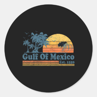 Vintage Gulf Of Mexico Est 1550 Retro Beach Sunset Classic Round Sticker