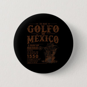 Vintage Gulf Of Mexico Map Name Origin Since 1550 6 Cm Round Badge