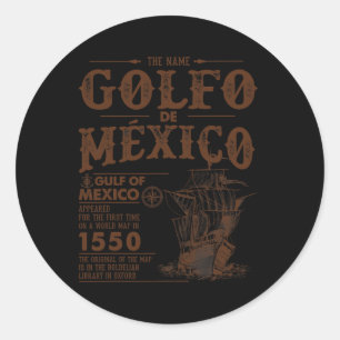 Vintage Gulf Of Mexico Map Name Origin Since 1550  Classic Round Sticker