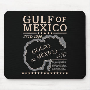 Vintage Gulf Of Mexico Map Name Origin Since 1550 Mouse Mat
