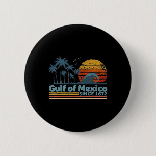 Vintage Gulf Of Mexico Since 1672 Retro Beach Suns 6 Cm Round Badge