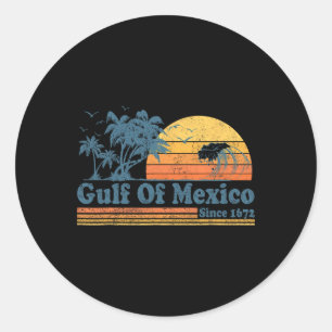 Vintage Gulf Of Mexico Since 1672 Retro Beach Suns Classic Round Sticker