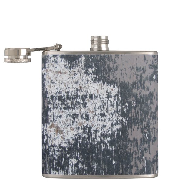 Vintage Gunmetal Design Stainless Steel Hip Flask (Opened)