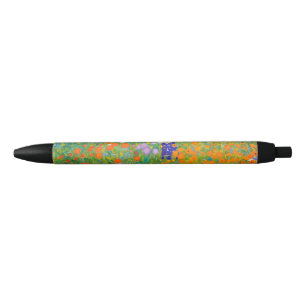 Vintage Gustav Klimt Cottage Garden Flower Art Black Ink Pen